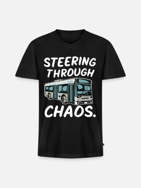 Busfahrer Chaos Citybus Humor - Männer Premium Bio T-Shirt mit V-Ausschnitt - Schwarz