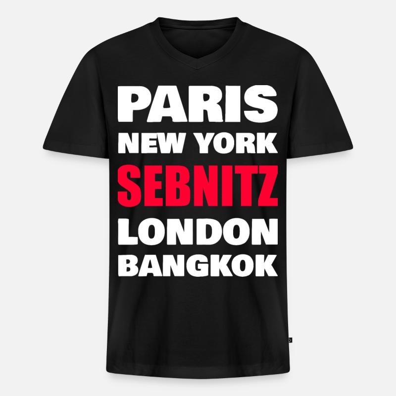 Sebnitz  - Männer Premium Bio T-Shirt mit V-Ausschnitt - Schwarz