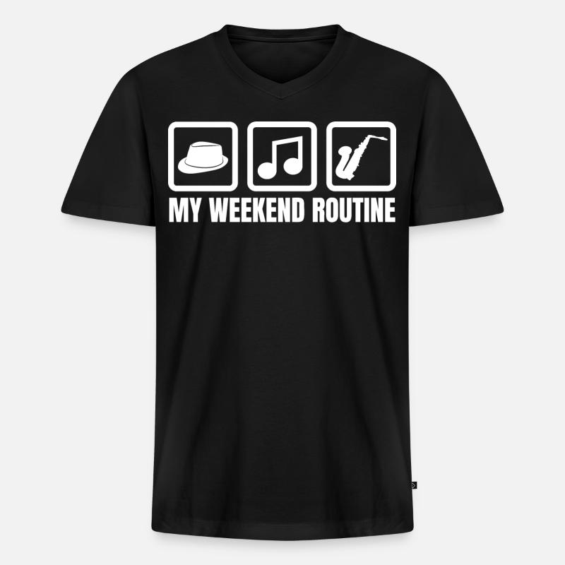 Meine Wochenendroutine - Männer Premium Bio T-Shirt mit V-Ausschnitt - Schwarz