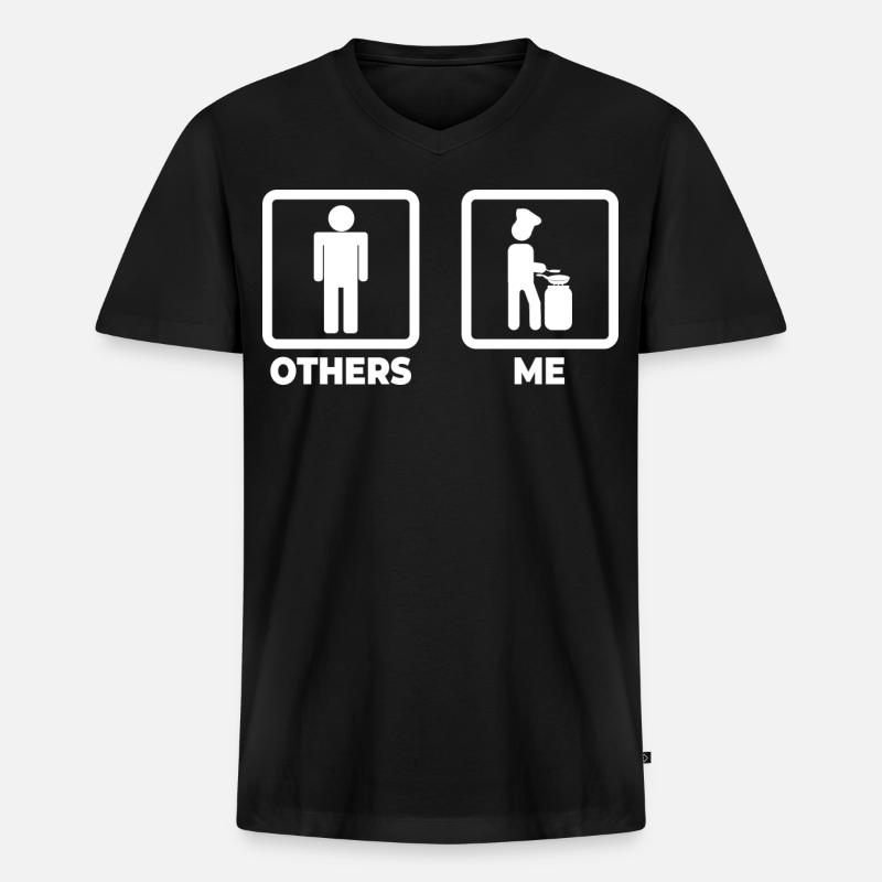 Koch Strichfigur - Männer Premium Bio T-Shirt mit V-Ausschnitt - Schwarz