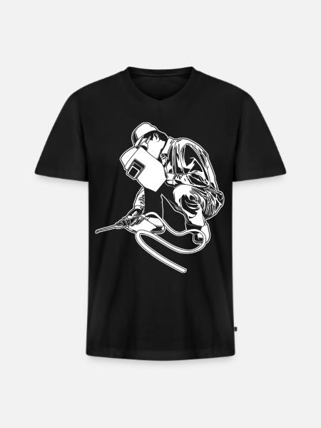 Soudeur - T-shirt encolure en V Premium bio Homme - noir