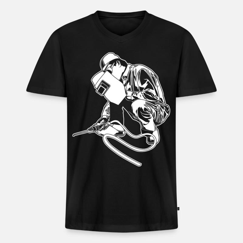 Schweißer - Männer Premium Bio T-Shirt mit V-Ausschnitt - Schwarz