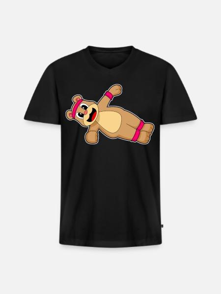 Bear Abdominal Training Bodybuilding - Men's Premium Organic T-shirt with V-neck - black