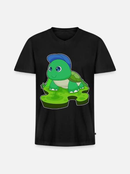 Tortoise Student Cap School - Men's Premium Organic T-shirt with V-neck - black