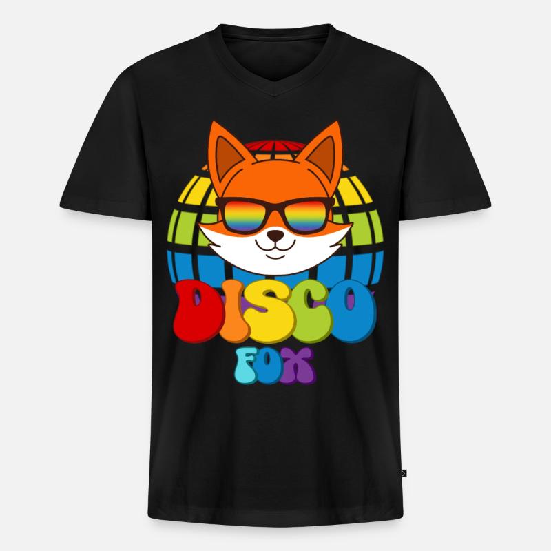 Disco Fox Discokugel Fuchs Sonnenbrille Discofox - Männer Premium Bio T-Shirt mit V-Ausschnitt - Schwarz