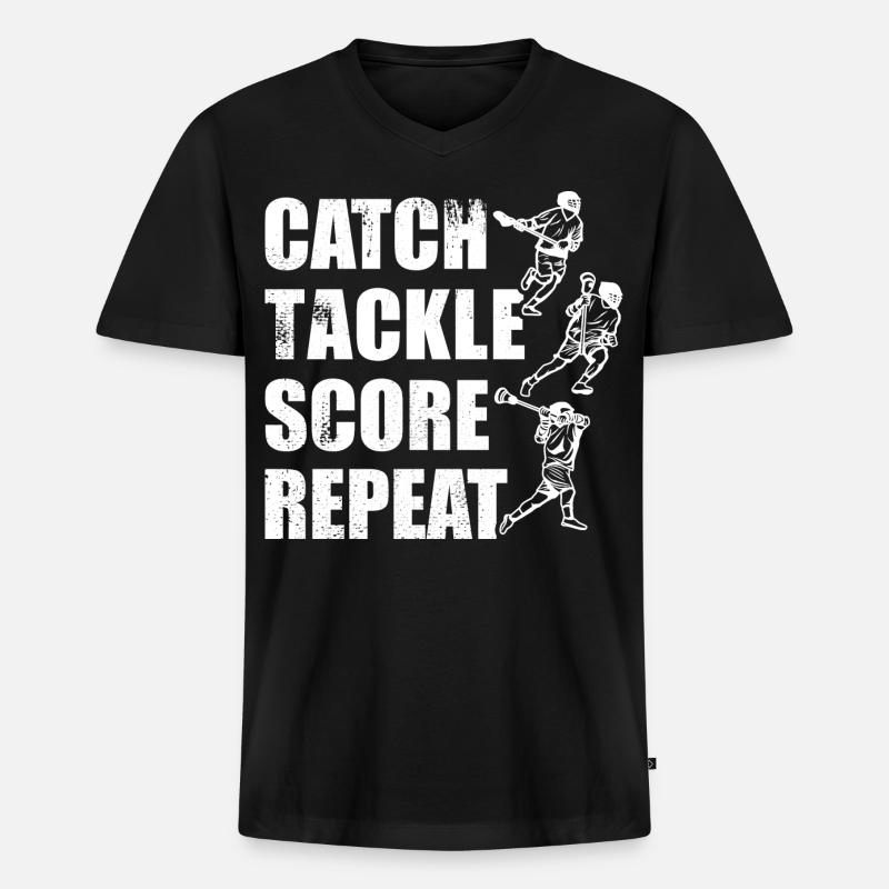 Lacrosse Spiel - Männer Premium Bio T-Shirt mit V-Ausschnitt - Schwarz