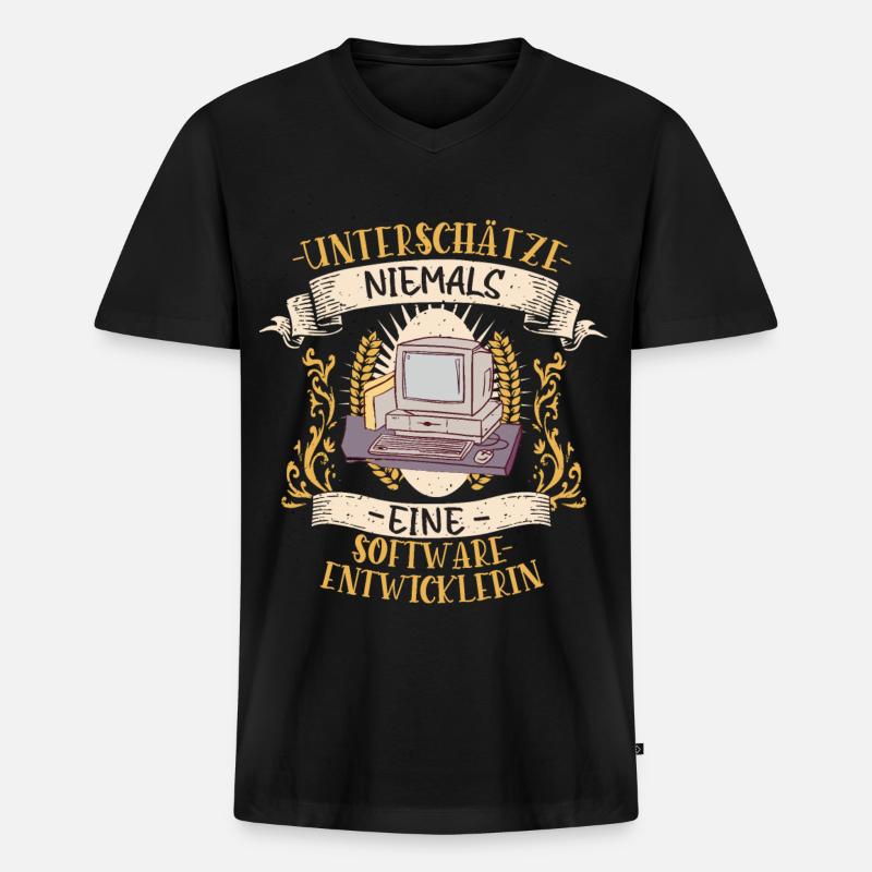 Softwareentwicklerin Geschenk Code Lustig - Männer Premium Bio T-Shirt mit V-Ausschnitt - Schwarz
