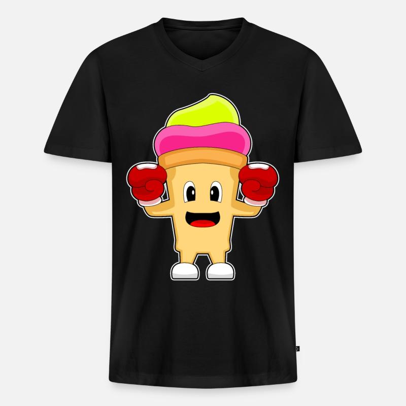 Eiscreme Boxer Boxhandschuhe Boxen - Männer Premium Bio T-Shirt mit V-Ausschnitt - Schwarz