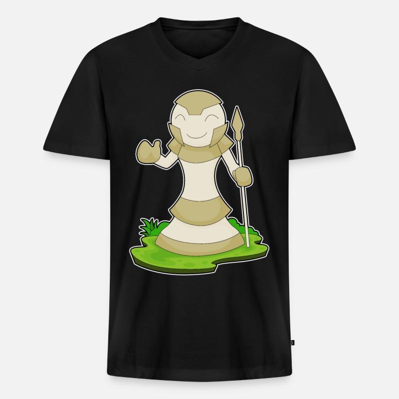 Schachfigur Bauer Schach - Männer Premium Bio T-Shirt mit V-Ausschnitt - Schwarz