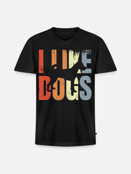 I Like Dogs - Männer Premium Bio T-Shirt mit V-Ausschnitt - Schwarz