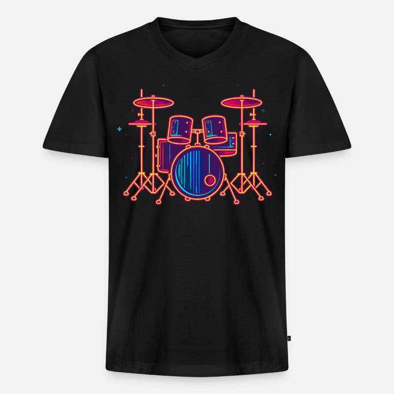 Schlagzeug Grafik - Männer Premium Bio T-Shirt mit V-Ausschnitt - Schwarz