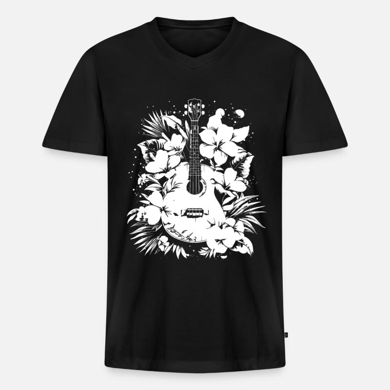 Ukulele Comic - Männer Premium Bio T-Shirt mit V-Ausschnitt - Schwarz