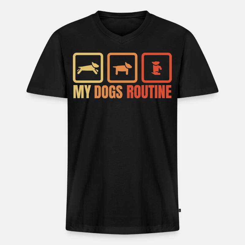 Die Routine meines Hundes - Männer Premium Bio T-Shirt mit V-Ausschnitt - Schwarz
