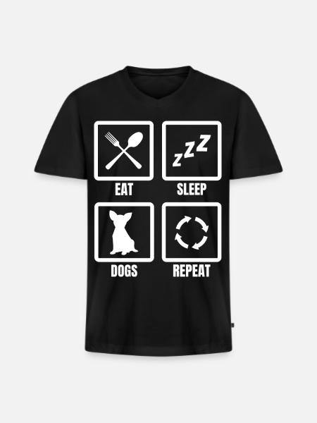 Eat Sleep Dogs Repeat - Men's Premium Organic T-shirt with V-neck - black