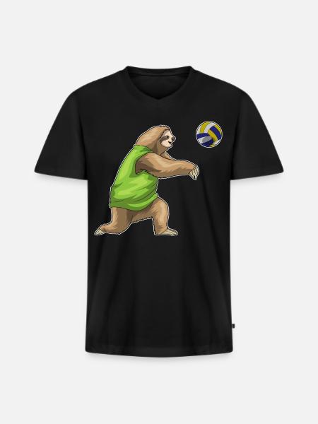 Bradipo Pallavolo Giocatore Pallavolo - Maglietta ecologica premium da uomo con scollo a V - nero