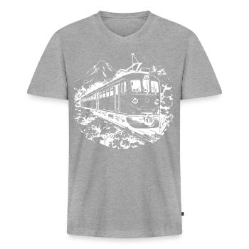 Railway Graphic - Men's Premium Organic T-shirt with V-neck - heather grey - Front