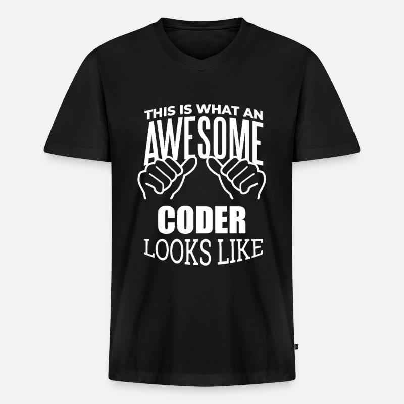 Programmierer - Männer Premium Bio T-Shirt mit V-Ausschnitt - Schwarz