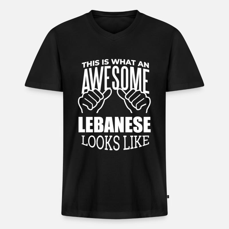 Libanon - Männer Premium Bio T-Shirt mit V-Ausschnitt - Schwarz