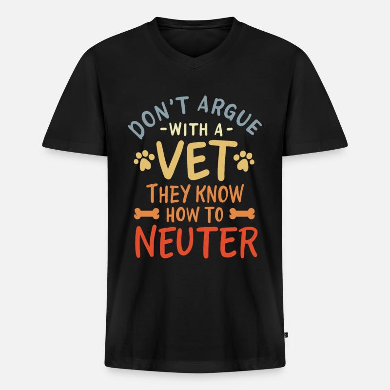 Diskutier nich mit nem Tierarzt - Männer Premium Bio T-Shirt mit V-Ausschnitt - Schwarz
