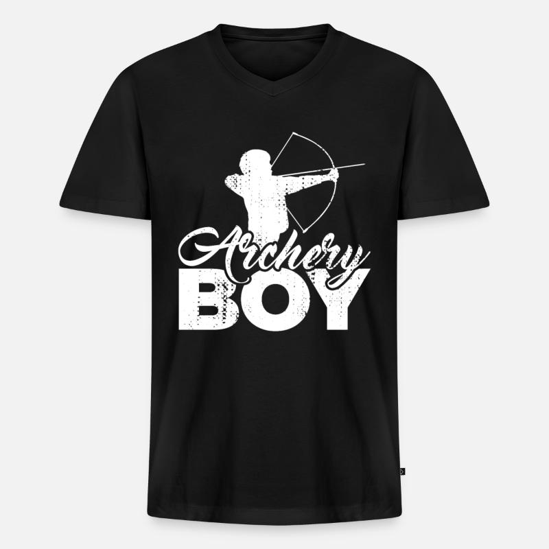 Kleiner Bogensportler - Männer Premium Bio T-Shirt mit V-Ausschnitt - Schwarz