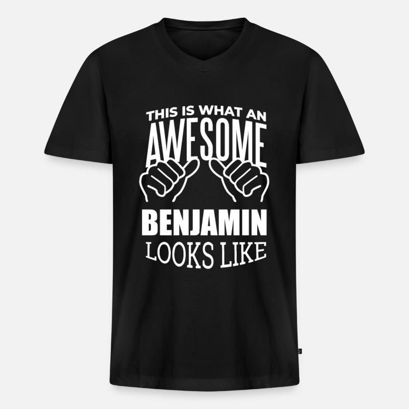 Benjamin - Männer Premium Bio T-Shirt mit V-Ausschnitt - Schwarz