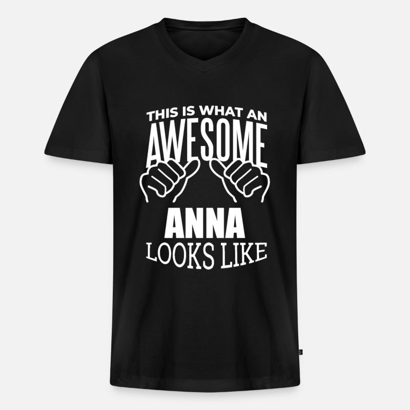 Anna - Männer Premium Bio T-Shirt mit V-Ausschnitt - Schwarz