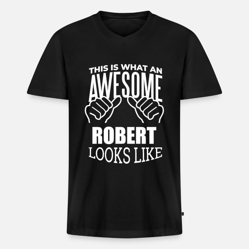 Robert - Männer Premium Bio T-Shirt mit V-Ausschnitt - Schwarz