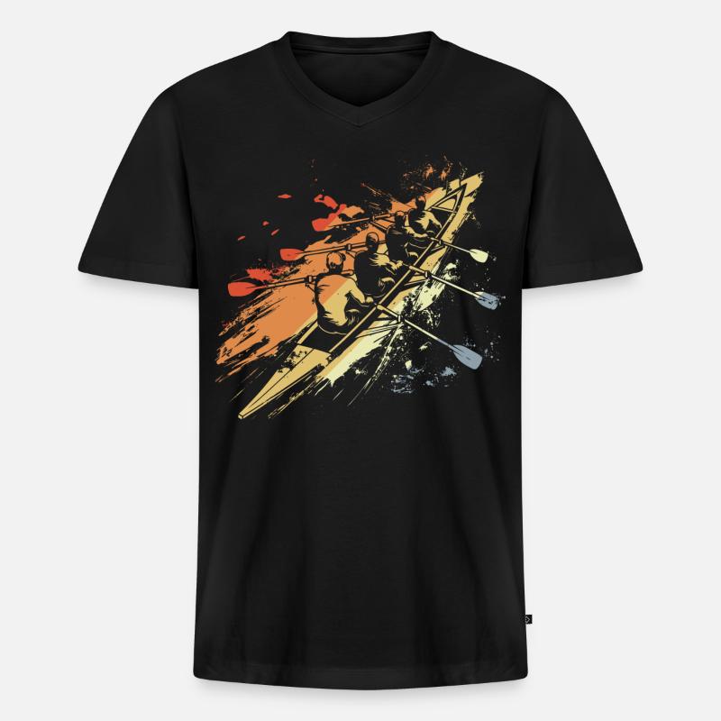Retro Ruderteam Grafik - Männer Premium Bio T-Shirt mit V-Ausschnitt - Schwarz
