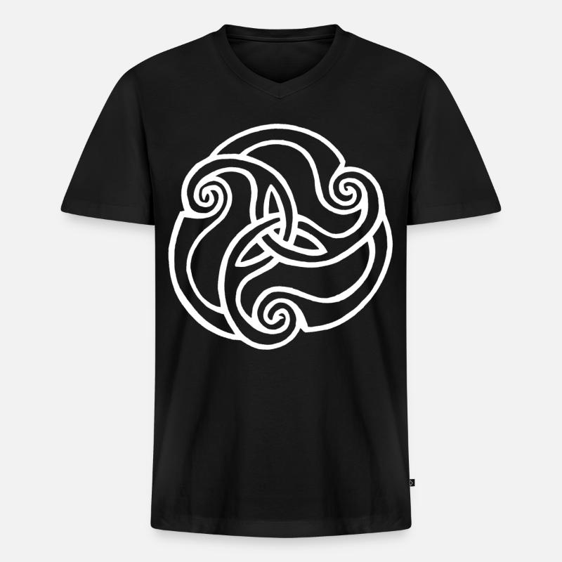 Weiße Blüte mit drei Blütenblättern - Männer Premium Bio T-Shirt mit V-Ausschnitt - Schwarz