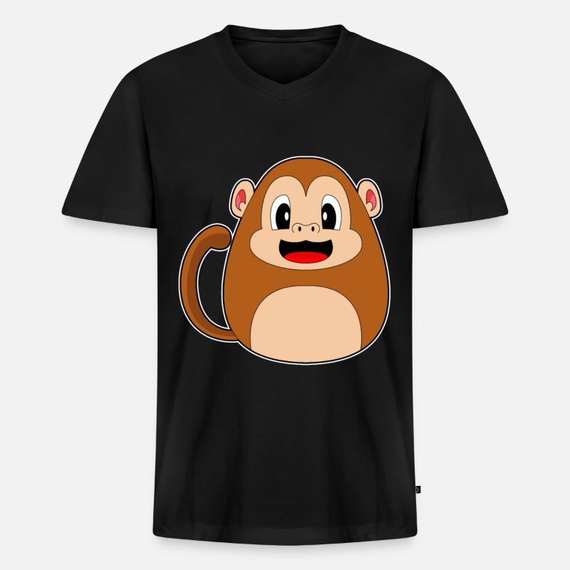 Affe Ostern Osterei - Männer Premium Bio T-Shirt mit V-Ausschnitt - Schwarz