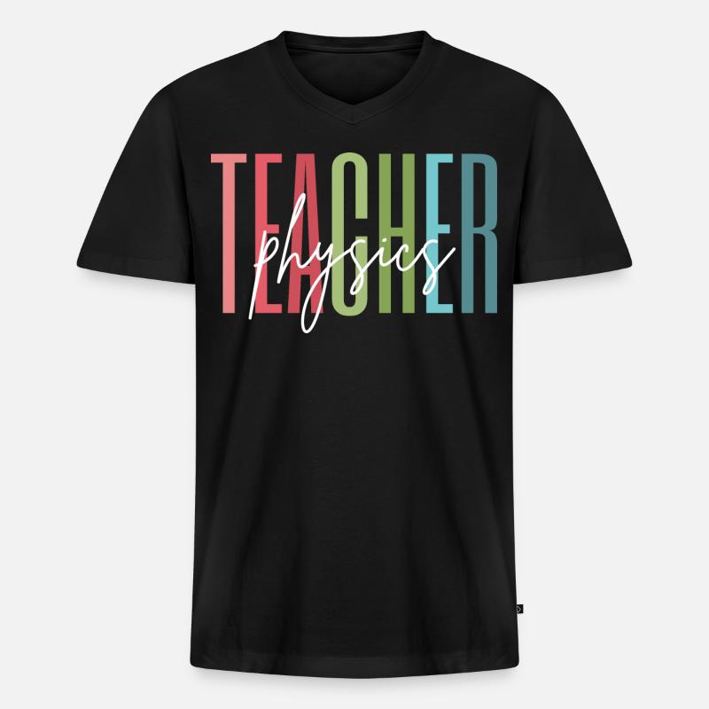 Physik Lehrerin Schule Geschenk - Männer Premium Bio T-Shirt mit V-Ausschnitt - Schwarz