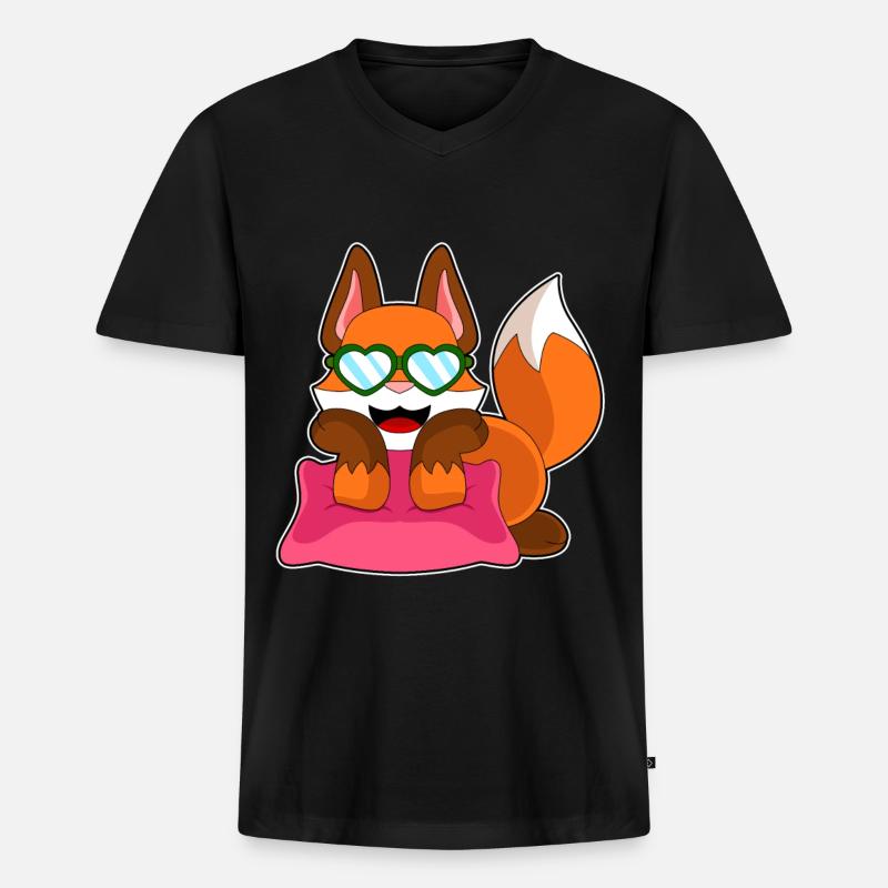 Fuchs Sonnenbrille - Männer Premium Bio T-Shirt mit V-Ausschnitt - Schwarz