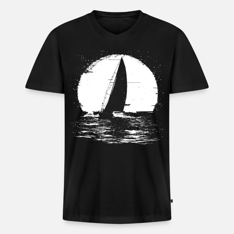 Segelboot - Männer Premium Bio T-Shirt mit V-Ausschnitt - Schwarz