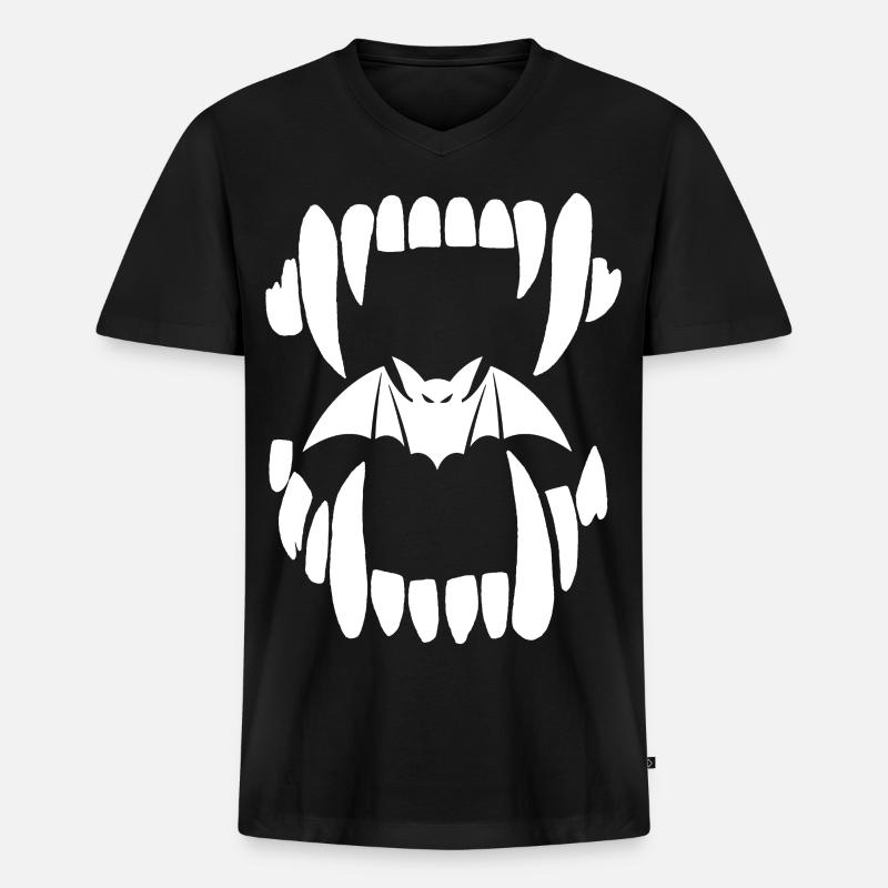 Vampir-Kiefer - Männer Premium Bio T-Shirt mit V-Ausschnitt - Schwarz