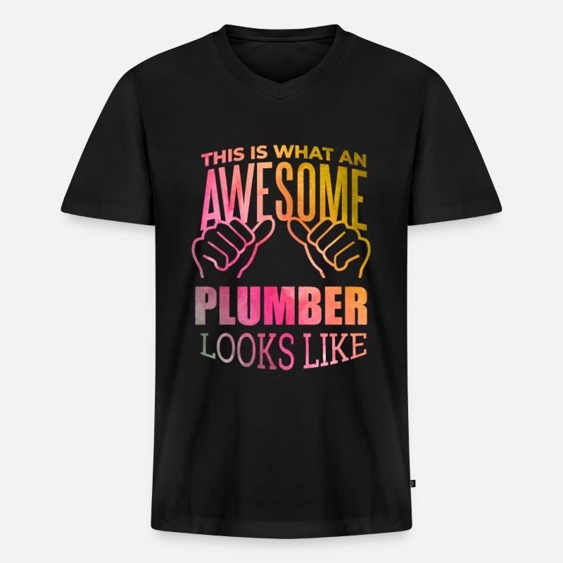 Klempner - Männer Premium Bio T-Shirt mit V-Ausschnitt - Schwarz