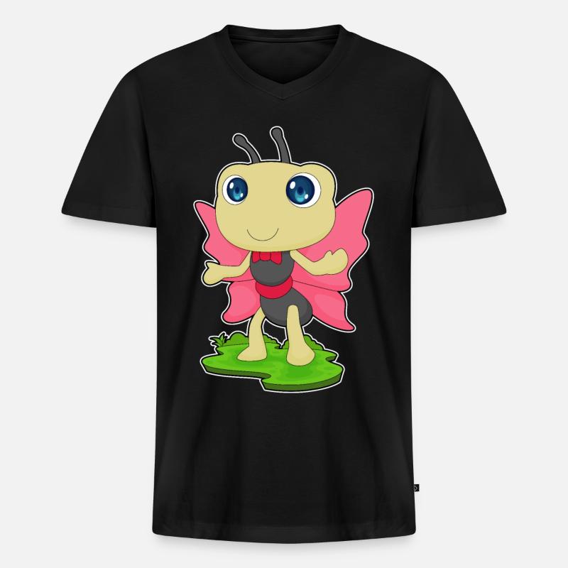 Schmetterling Fliege - Männer Premium Bio T-Shirt mit V-Ausschnitt - Schwarz