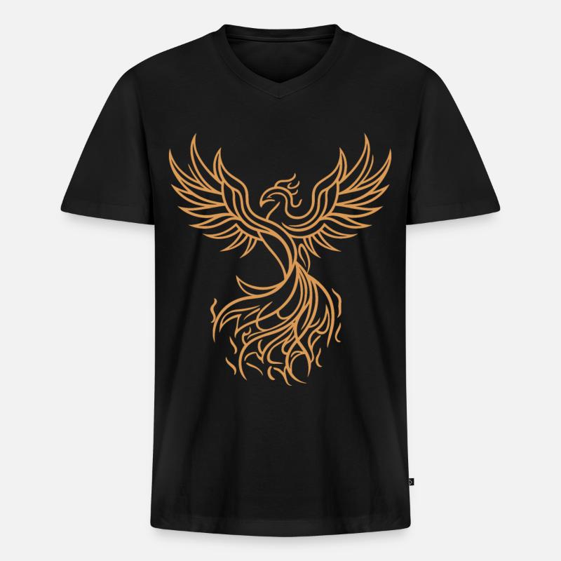 Phönix Mythischer Feuervogel Auferstehender Stammeskunst - Männer Premium Bio T-Shirt mit V-Ausschnitt - Schwarz