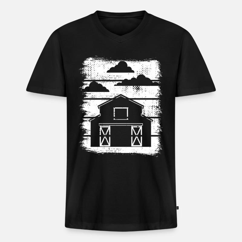 Scheune Zeichnung - Männer Premium Bio T-Shirt mit V-Ausschnitt - Schwarz