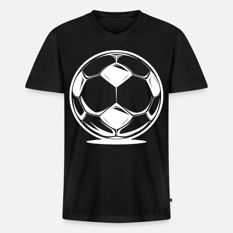 Fußball - Männer Premium Bio T-Shirt mit V-Ausschnitt - Schwarz