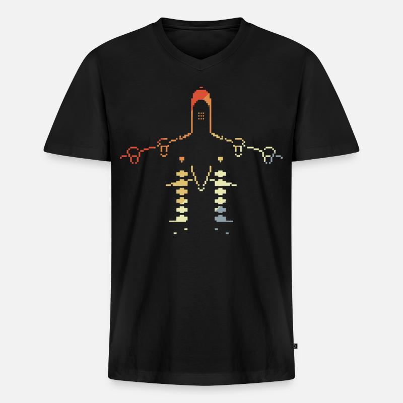 Flugzeug Pixelgrafik - Männer Premium Bio T-Shirt mit V-Ausschnitt - Schwarz
