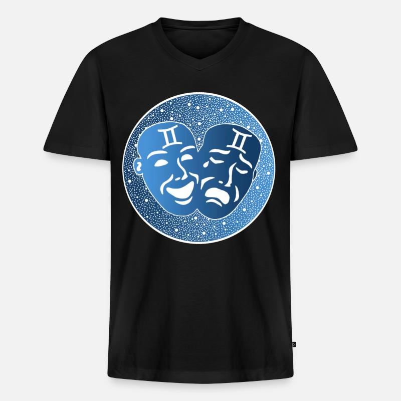 Zwillinge Sternzeichen - Männer Premium Bio T-Shirt mit V-Ausschnitt - Schwarz