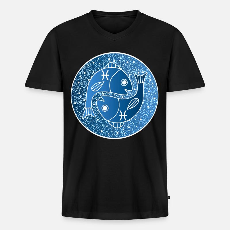 Fische Sternzeichen - Männer Premium Bio T-Shirt mit V-Ausschnitt - Schwarz