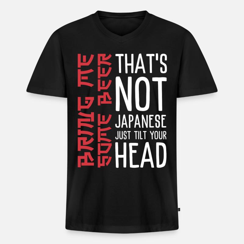 Witziger Bier Spruch mit Japanischer Ästhetik   - Männer Premium Bio T-Shirt mit V-Ausschnitt - Schwarz