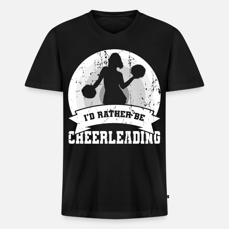 I’d Rather Be Cheerleading - Männer Premium Bio T-Shirt mit V-Ausschnitt - Schwarz