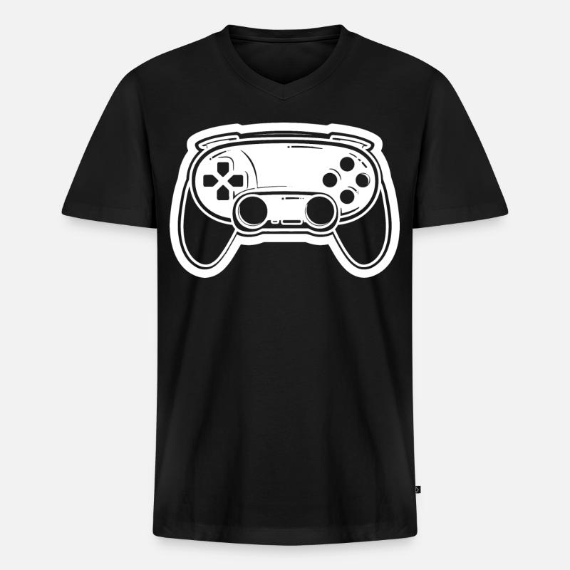 Videospiel Controller Zeichnung - Männer Premium Bio T-Shirt mit V-Ausschnitt - Schwarz