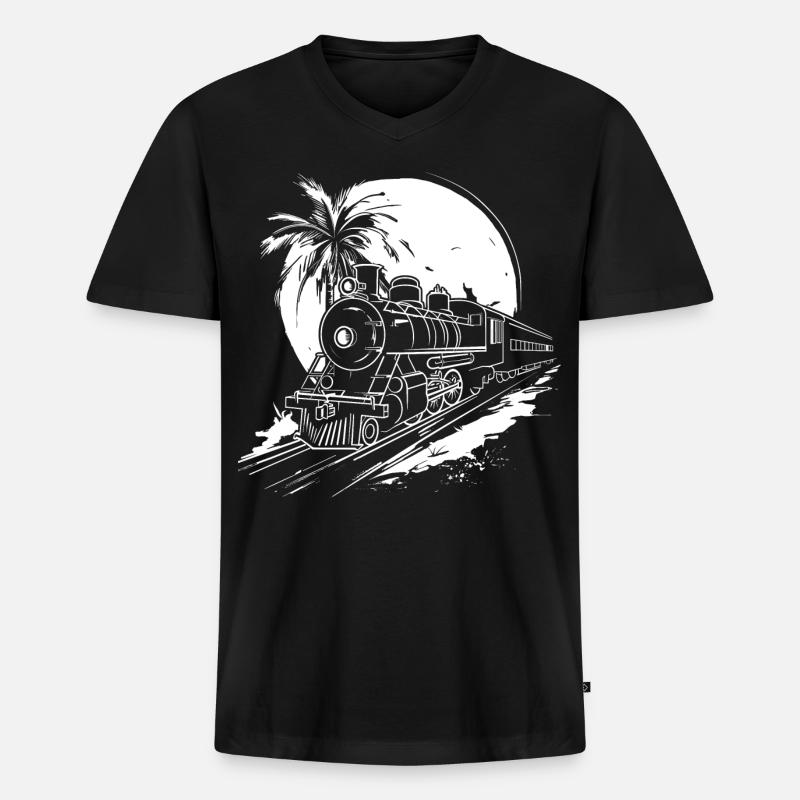 Eisenbahn Grafik - Männer Premium Bio T-Shirt mit V-Ausschnitt - Schwarz
