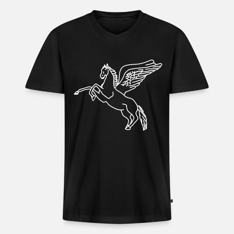 Pegasus lineart - Männer Premium Bio T-Shirt mit V-Ausschnitt - Schwarz