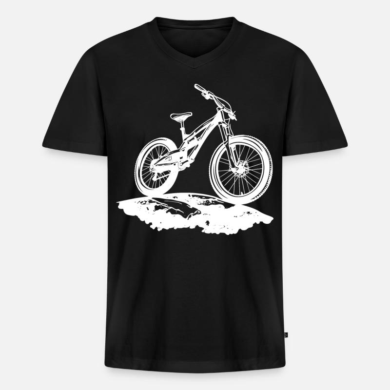 Mountainbiker - Männer Premium Bio T-Shirt mit V-Ausschnitt - Schwarz