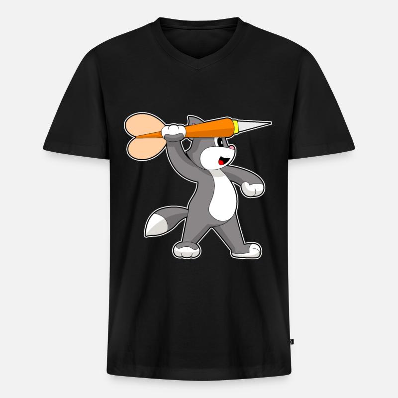Katze Dart Dartpfeil - Männer Premium Bio T-Shirt mit V-Ausschnitt - Schwarz