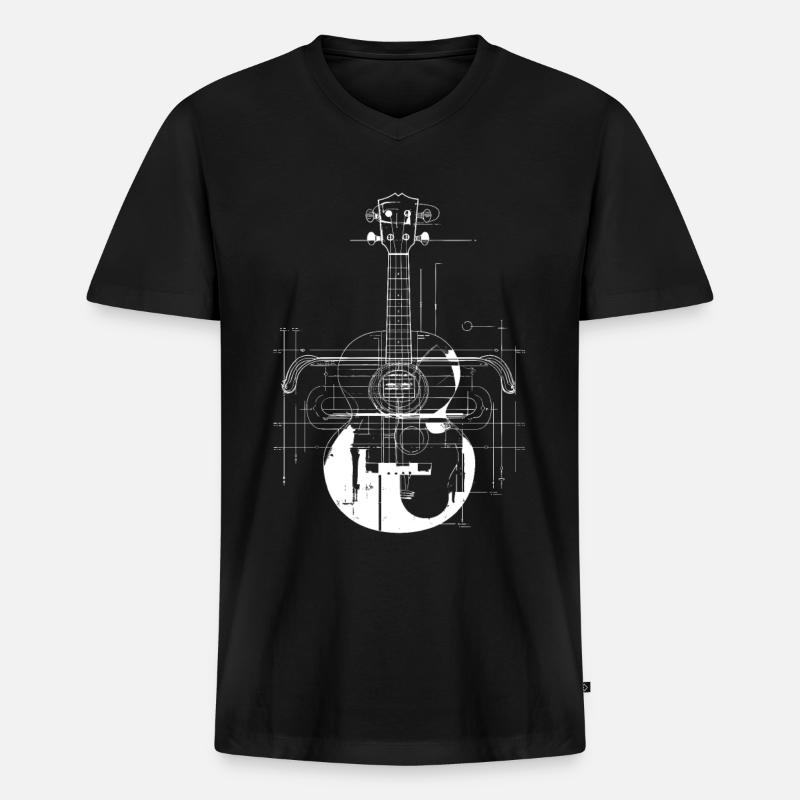 Ukulele Zeichnung - Männer Premium Bio T-Shirt mit V-Ausschnitt - Schwarz